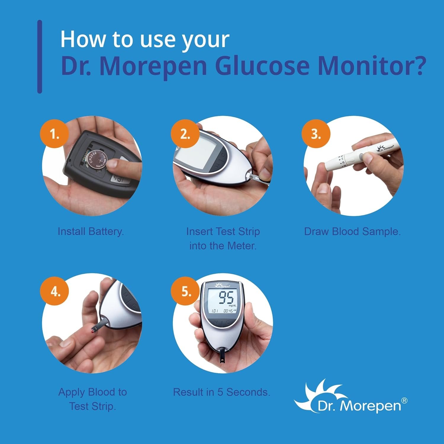 DR. MOREPEN GlucoOne BG 03 Blood Glucose Monitor Kit - Image 3