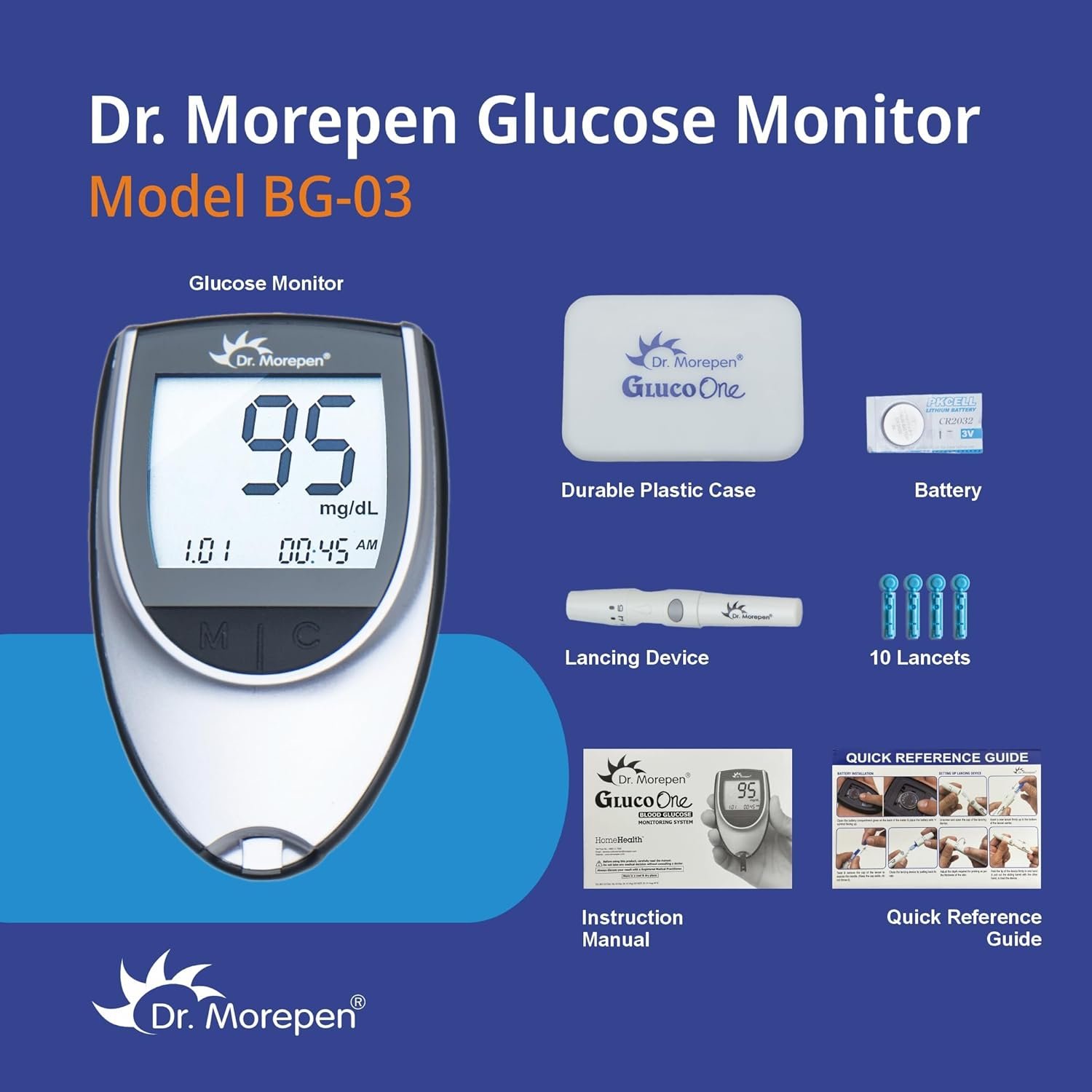 DR. MOREPEN GlucoOne BG 03 Blood Glucose Monitor Kit - Image 4