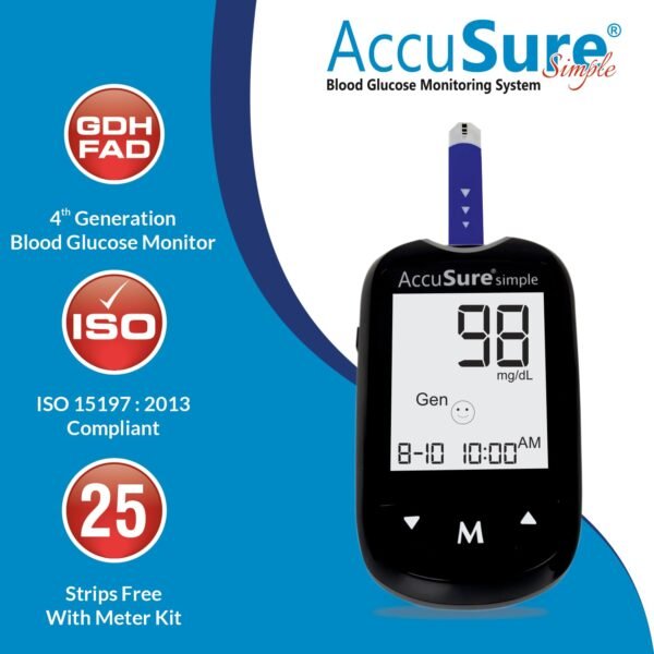 AccuSure Simple Digital Glucometer Kit Review – 25 Strips, 10 Lancets Included | Accurate Blood Sugar Testing Machine - Image 3