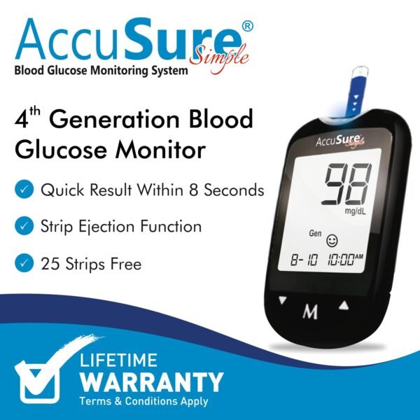 AccuSure Simple Digital Glucometer Kit Review – 25 Strips, 10 Lancets Included | Accurate Blood Sugar Testing Machine - Image 2