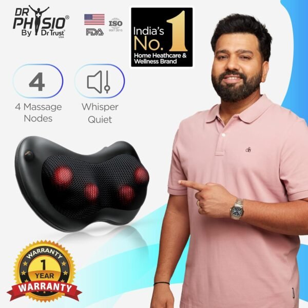 Dr Physio USA Electric Shiatsu Cushion for Full Body Neck Massager Machine (Black) - Image 2