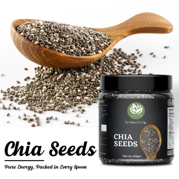 Go Vegan Raw Chia Seeds 250g | Omega-3 & Fibre-Rich Superfood | High Protein, Calcium | Weight Loss & Digestion Support - Image 2