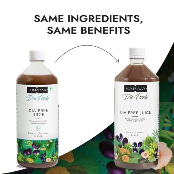 Kapiva Dia Free Juice – Clinically Proven Diabetic Care (1L x 2 Bottles) - Image 2