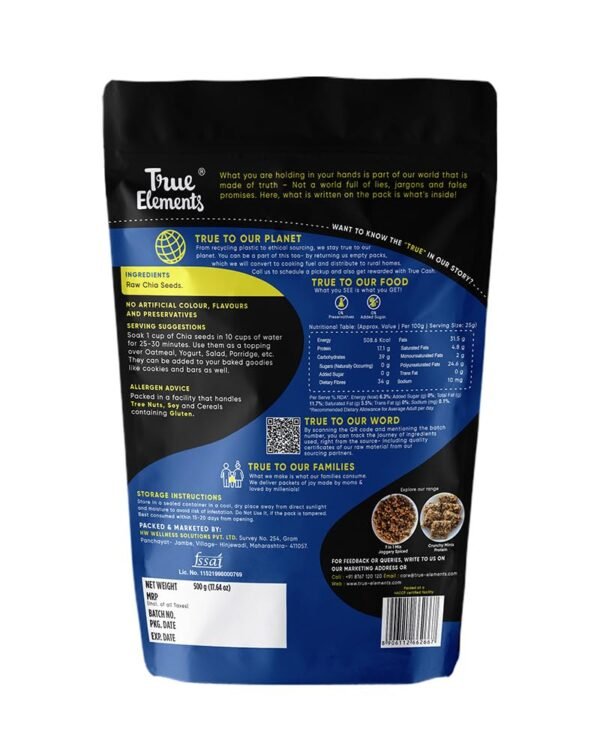 True Elements Chia Seeds 500g - Seeds for Weight Management - Image 2