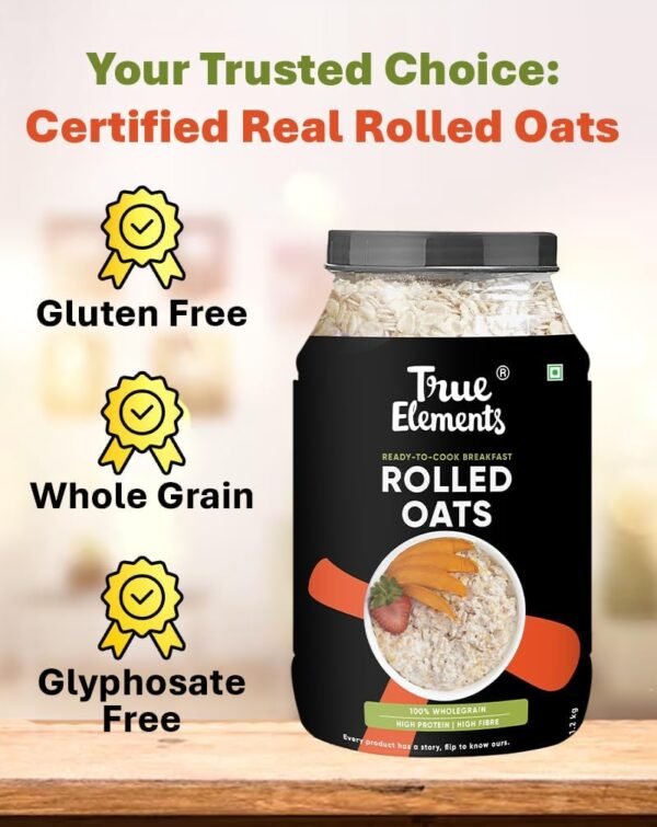 True Elements Rolled Oats 1.2kg (Pack of 2) | 100% Whole Grain | High Fiber & Protein | Healthy Breakfast Cereal | Jumbo Oats useful for oatmeal | Diet Food for Weight Management - Image 5