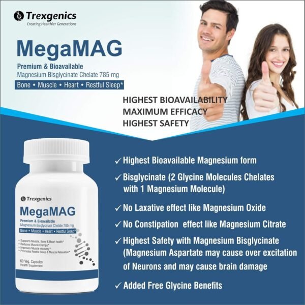 Trexgenics MegaMAG 785mg Magnesium Bisglycinate: - Image 4