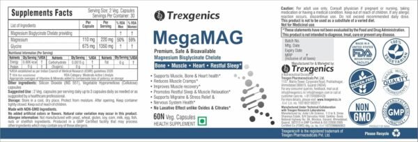 Trexgenics MegaMAG 785mg Magnesium Bisglycinate: - Image 2