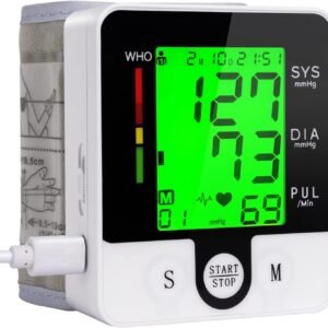 Wrist Blood Pressure Monitor for Home Use Digital Automatic Talking Wrist Blood Pressure Cuff, Rechargeable Blood Pressure Machine Adjustable Bp Cuff 3 Color Backlit LCD Display