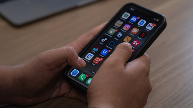 A pair of hands hold a smartphone