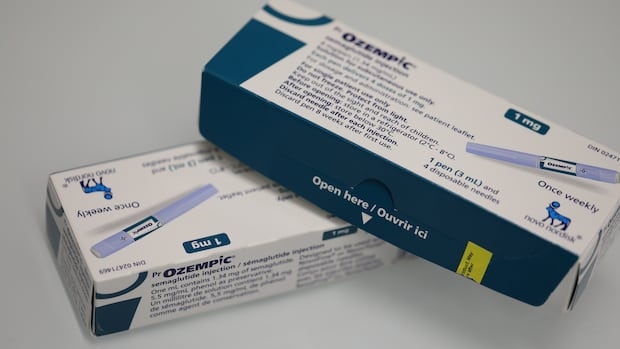 Boxes of Ozempic medication, a diabetes medication used for weight loss.