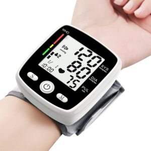 Blood Pressure Monitor Digital Wrist BP Machine Automatic BP Cuff with 2 Users 180 Memory Voice Large LCD Display Adjustable Cuff USB Charging Carrying Case, Black