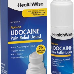 HealthWise 4% Lidocaine Roll-On | OTC Strength | Pain Relief Liquid | 2.5 oz. 73 mL | Non-Greasy, Unscented Formula | Topical Anesthetic