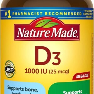 Nature Made Vitamin D3 1000 IU (25 mcg), Vitamin D Supplement for Bone, Teeth, Muscle and Immune Health Support, 300 Softgels, 300 Day Supply