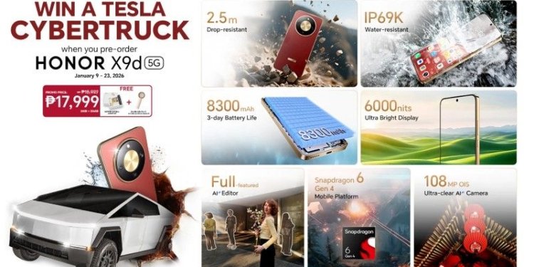 The toughest phone HONOR X9d 5G launched at P17,999 with a chance to win Tesla Cybertruck