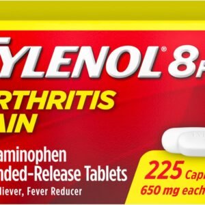 Tylenol Acetaminophen 650mg Extended Release Caplets, 8 Hour Arthritis Pain Relief, Joint Pain Reliever, Fever Reducer, Fast & Long-Lasting Relief, Oral Medicine for Minor Aches, 225 Count