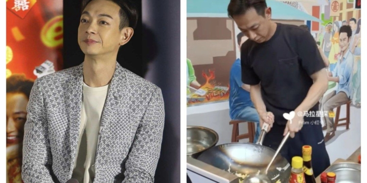HK actor Oscar Leung seen cooking fried rice at a food court in KL