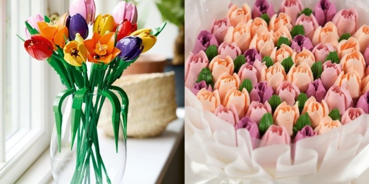 LEGO flowers and bouquet cakes: Valentine