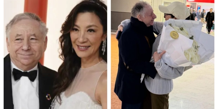 Michelle Yeoh surprises husband with roses at airport for his 80th birthday
