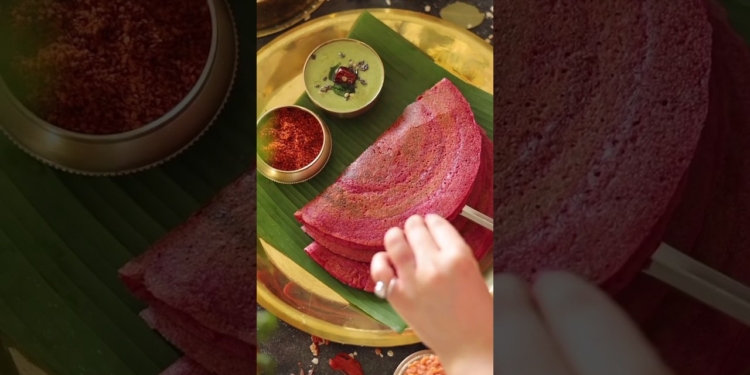 Oats Masoor Dal Dosa - Made with lentils, oats and the goodness of beetroot #dosa #cheela #oats