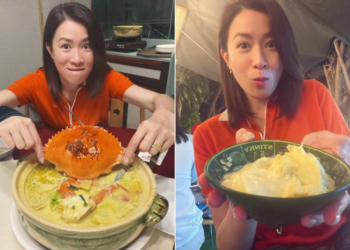 HK star Charmaine Sheh enjoys durian and crab in Singapore