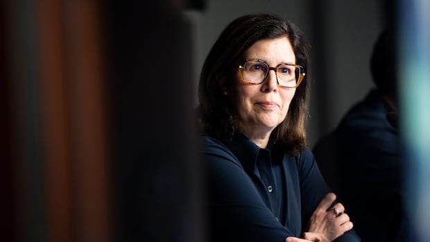 Quebec Coroner Stéphanie Gamache delivers a report on the 2021 death of Raphaël "Napa" André, in Montreal on Thursday, May 15, 2025.