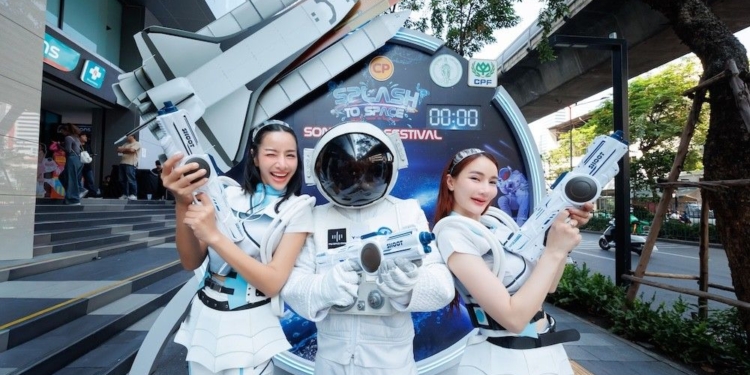 Silom space-themed attraction at Songkran Festival