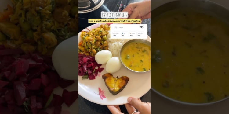 46g Protein in a Simple Indian Meal | Healthy Indian Thali for Weight Loss & Muscle Gain #protein