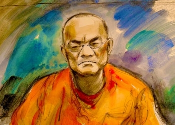 a court sketch of a suspect