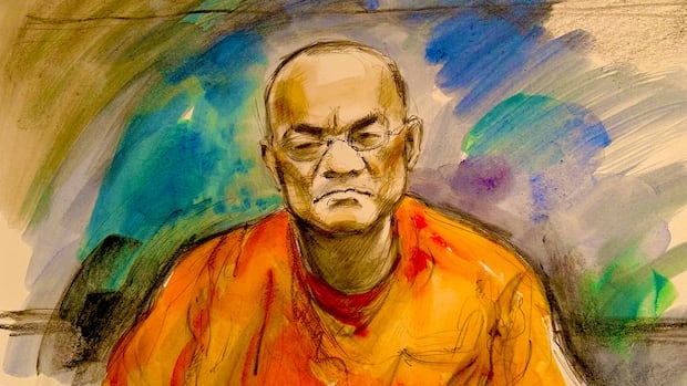 a court sketch of a suspect