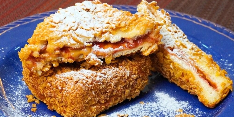 Crispy version of Peanut Butter and Jelly Sandwich